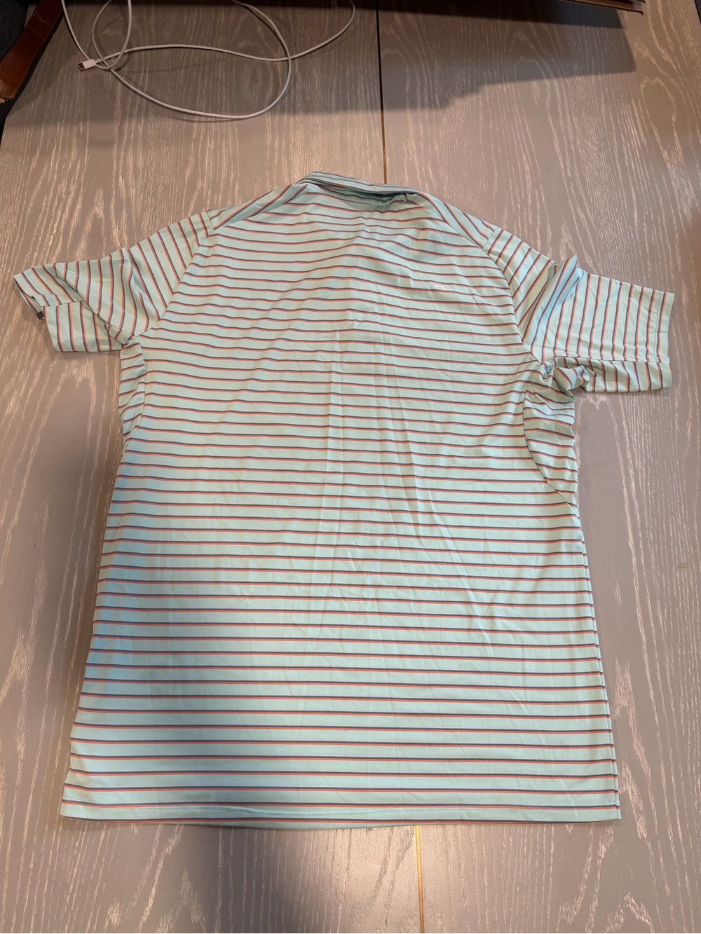 Kjus Men's Striped Short-Sleeve Shirt - Mint with Red Stripes